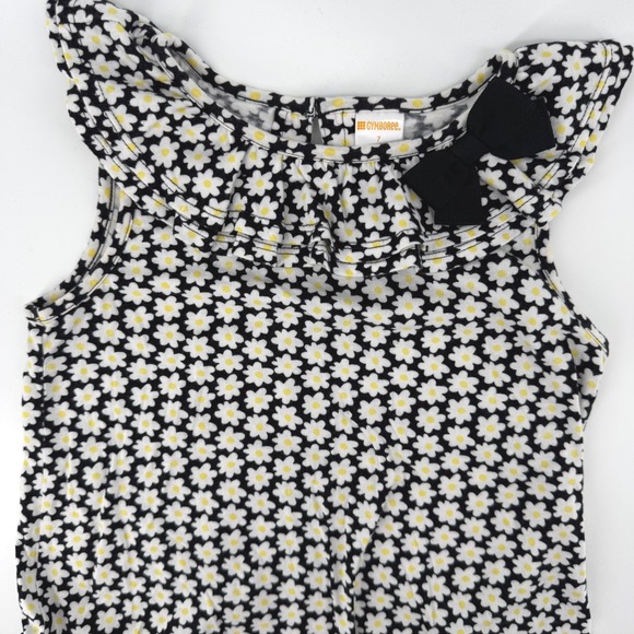 Gymboree Other - Gymboree Daisy Floral Top Girls Size 7 Black White Yellow Ruffle Peplum Bow